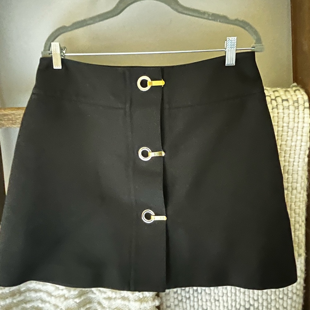 Marni black skirt with gold and silver toggle closures